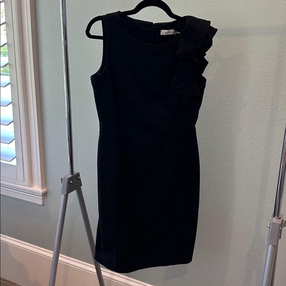 Calvin Klein Black Dress with Ruffle Accent